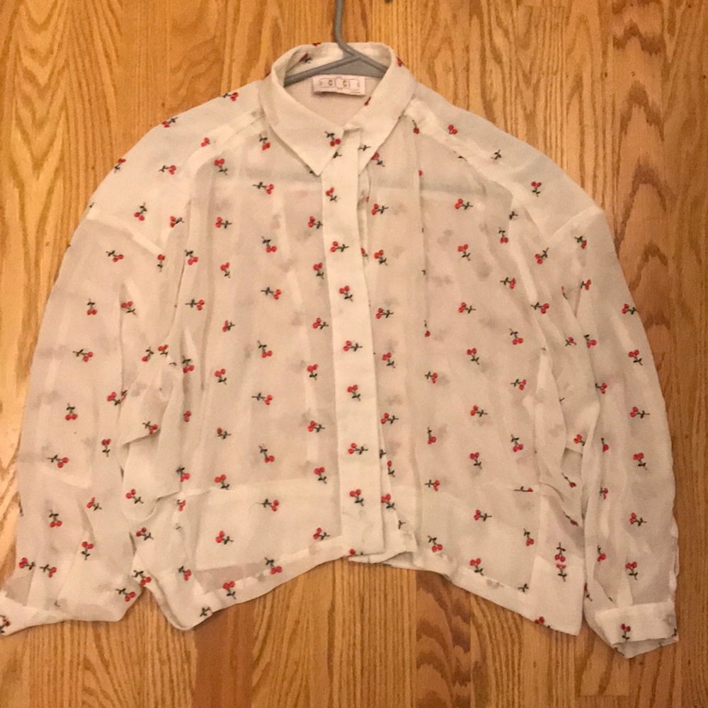 White cherries 🍒 chiffon top